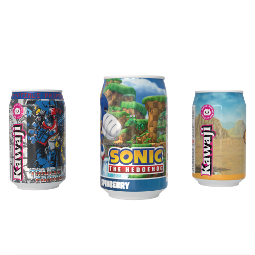 Kawaji Soda: The Hero Squad Collector's Pack- Optimus Prime, Sonic the Hedgehog and Goku 3 Can Soda Gift Set