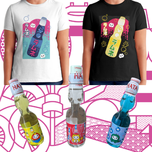 Juji Juice Ramune 3 Bottles and  T-Shirt